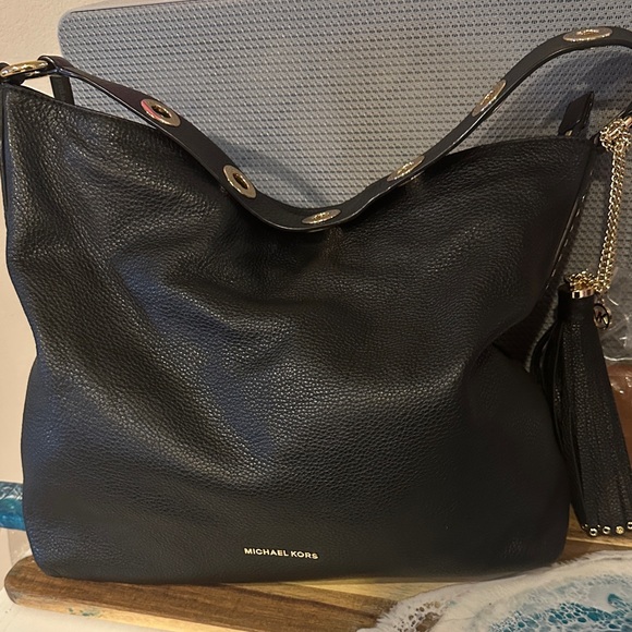 Michael Kors Handbags - Michael Kors Black Hobo Bag with Gold Accents